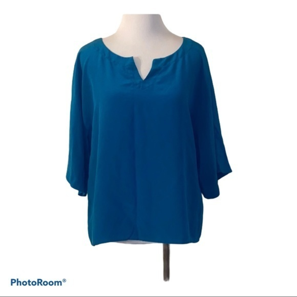 Eileen fisher women’s XS teal silk blouse